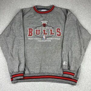 Vintage 90s Chicago Bulls Sweatshirt Large Gray NFL Logo Athletic Embroidered